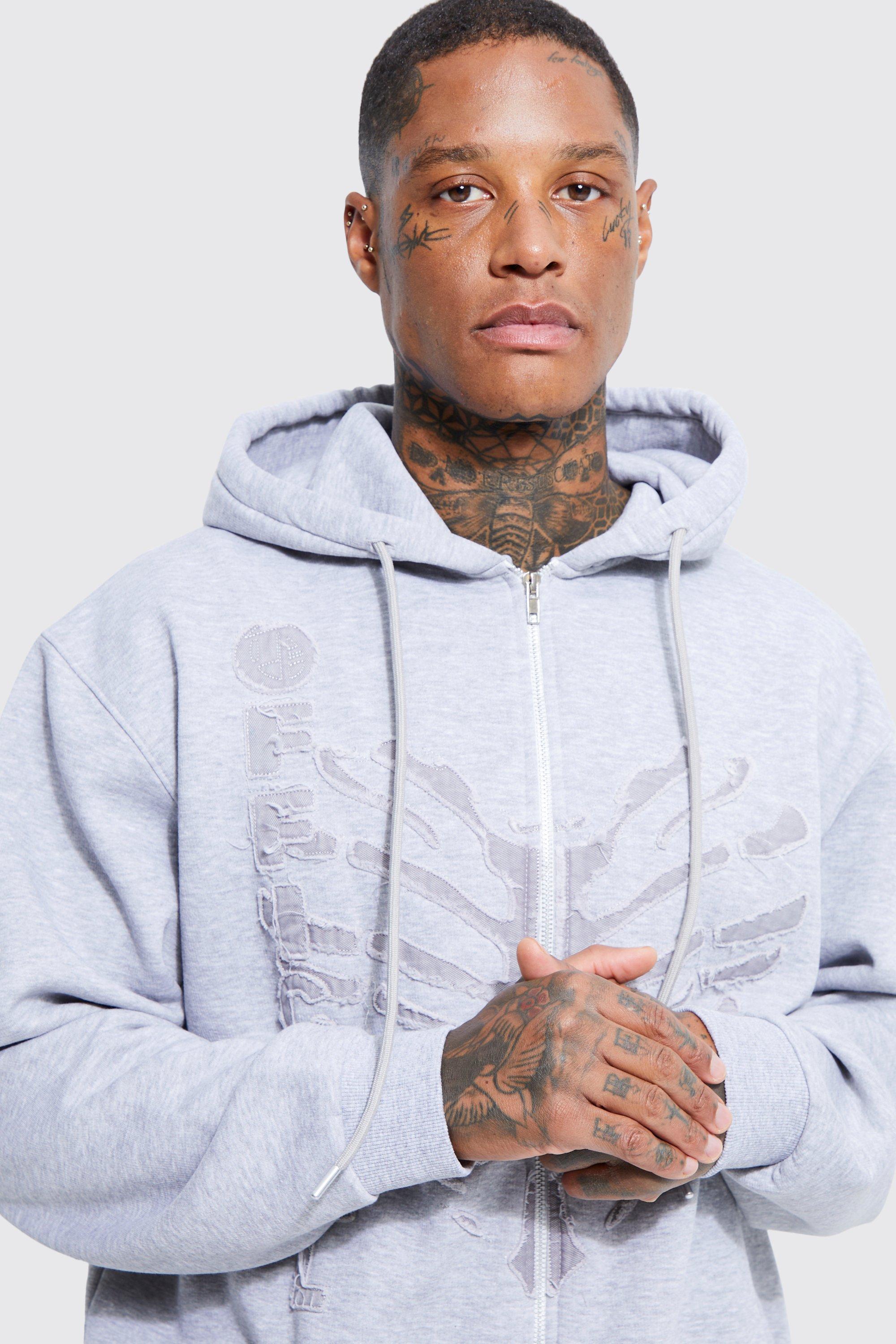 Distressed cheap grey hoodie